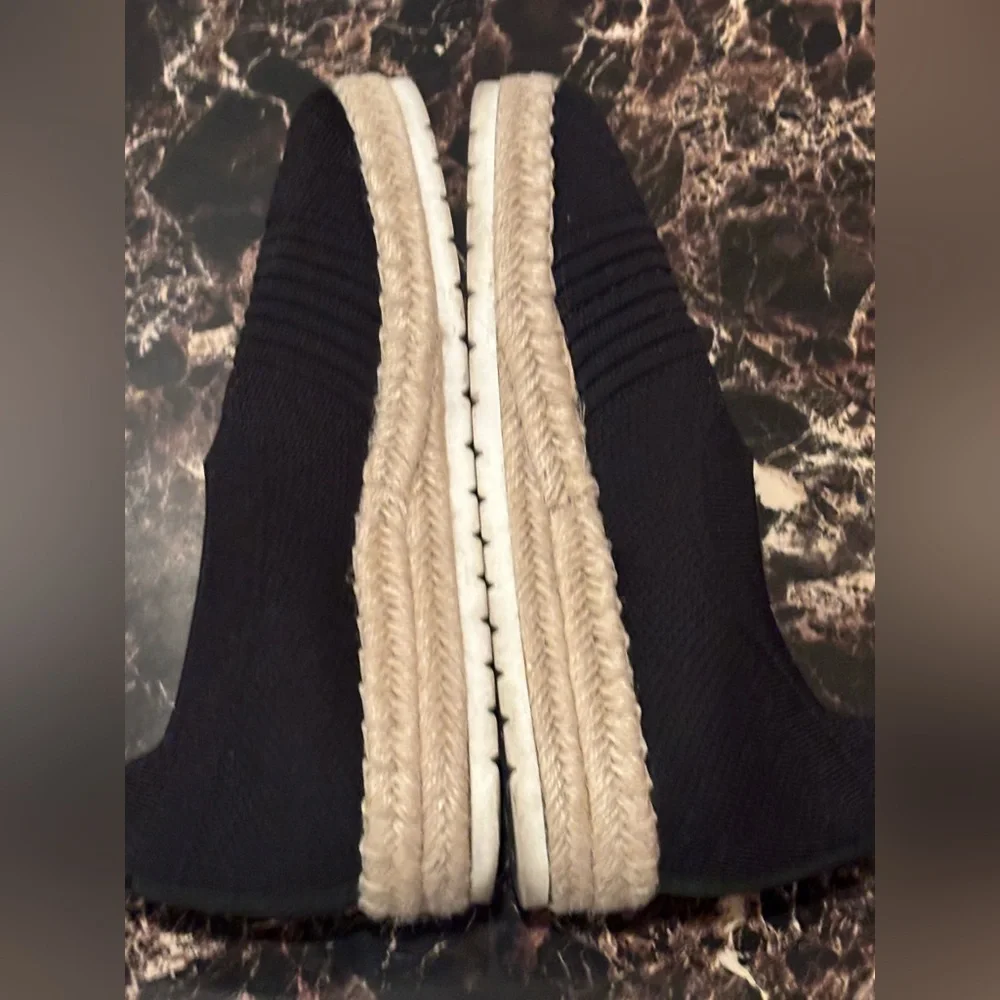 Adrienne Vittadini Black Espadrille Slip Ons‎